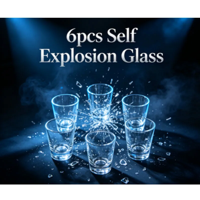 6pcs Self Explosion Glass (Small,H8.5cm*Dia5.7cm) Magic Tricks For Professional Magician Stage Close Up Mentalism accessories