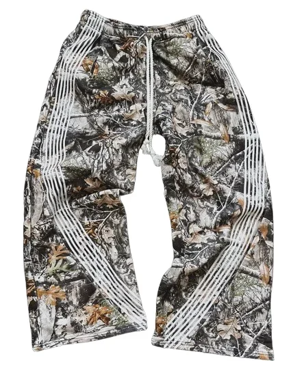 

Y2K Pants Men Women Harajuku Leaf Graphic Printed Striped Camouflage Sweatpants Gothic Casual Elastic Waist High Waist Trousers