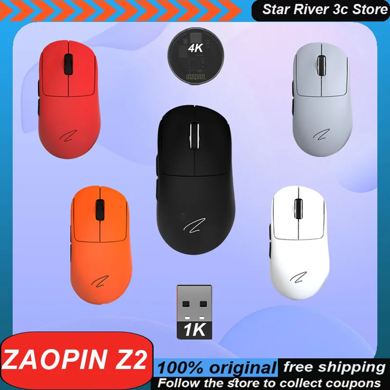 

In Stock Zaopin Z2 Wireless Mouse Bluetooth 3mode Paw3395 Ergonomics Hot Swappable Micro Switch Base Gaming Mouse Laptop Mice