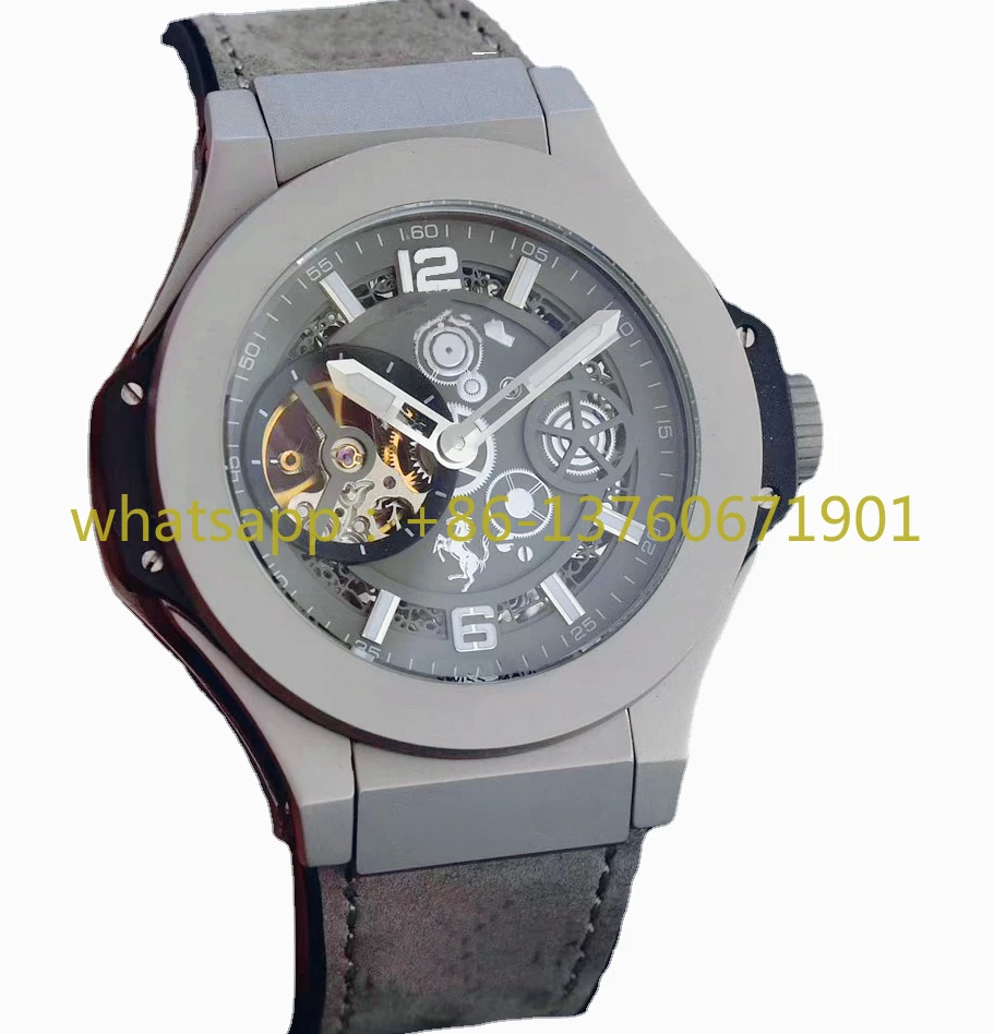 Montre existent de Luxe pour Homme, Mécanique, Tourbillon, Noir, Or Rose, Gris, Titane, Cuir, Saphir, Clip, 42mm, Nouveau