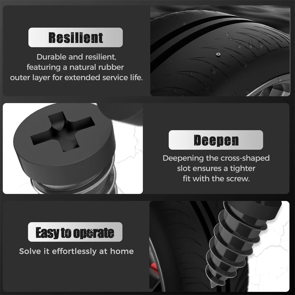 20PCS Tire Repair Screws Kit - Rubber Self-Tapping Plugs