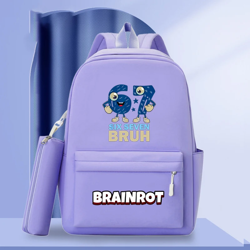 67 Six Seven Steal A BrainRot Large Capacity Casual Backpack Fashionable Travel Bag Simple College Style Schoolbag Satchels
