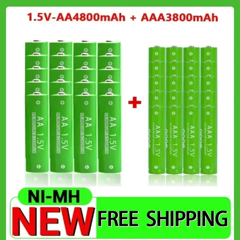 AA + AAA Alkaline Battery AA 1.5V 4800mAh/1.5V AAA 3800mah Flashlight Toys Watch MP3 Player Replace Ni-Mh Battery