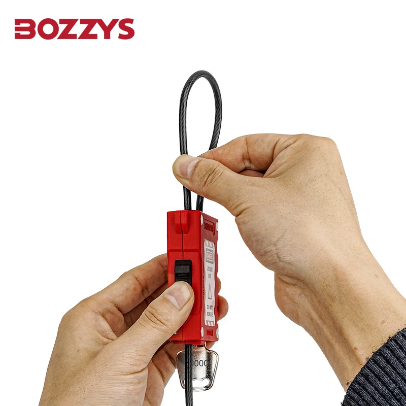 Регулируемый тросовый замок BOZZYS Lockout Tagout с кабелем диаметром 4 мм для предупреждения и капитального оборудования промышленного оборудования