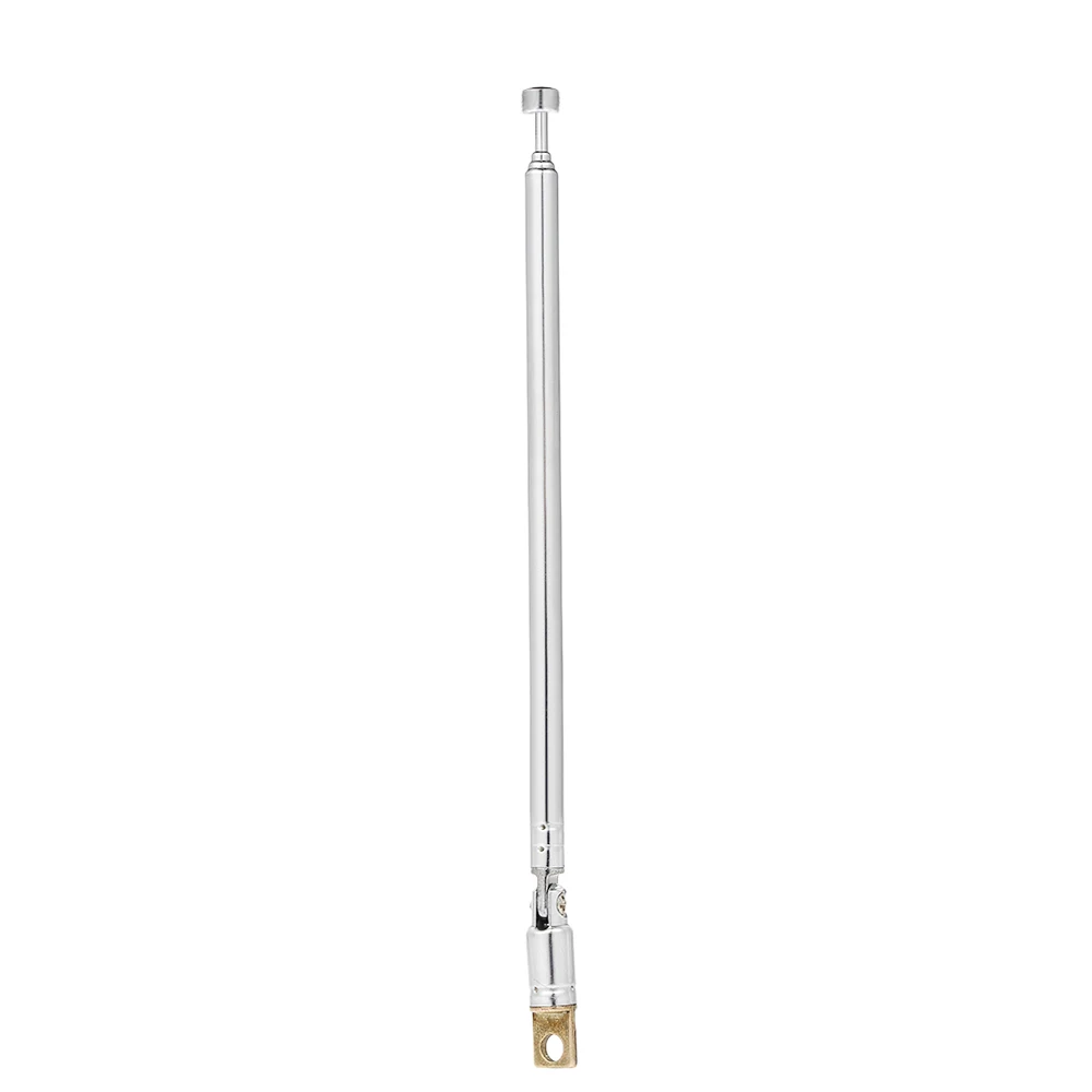 Telescopic FM Radio Antenna 4 Sections Chromium-plating 360° Rotatable Copper Antenna