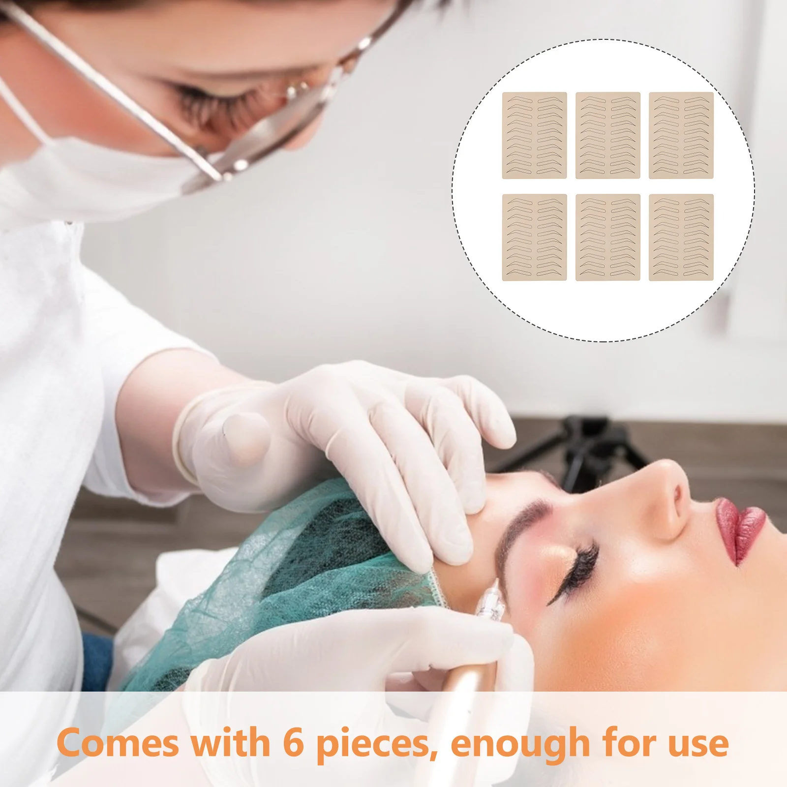 

6Pcs Microblading Practice Skin Sheets No Ink Flexible Tattoo Eyebrow Practice Skin for Tattooing and Training