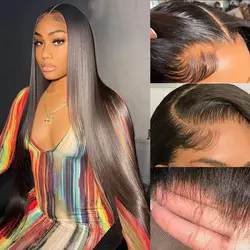 Straight Lace Front Wigs Human Hair Pre Plucked HD Transparent 13x4 Lace Frontal Wigs Human Hair with Baby Hair 180% Density