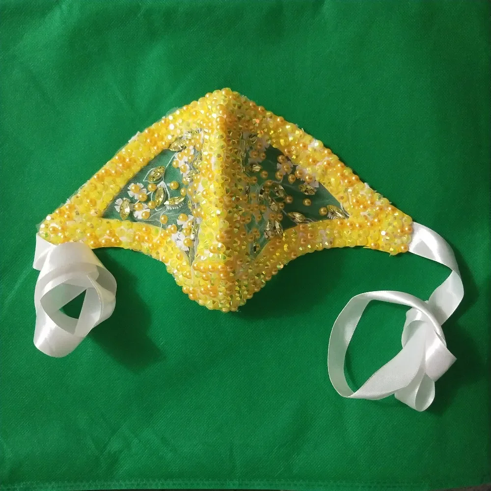 Strass brilhantes máscara cristais pedras acessórios de desempenho festa de halloween bar boate dj cantor dançarino ornamento