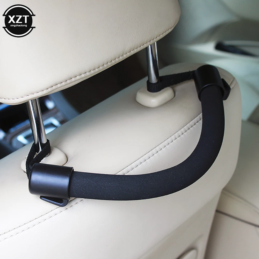 Car Seat Back Soft Armrest Headrest Hanger Armrest Seat Grab Handle Holder Hook Black Soft Anti-Fall Safety Handle Handrail