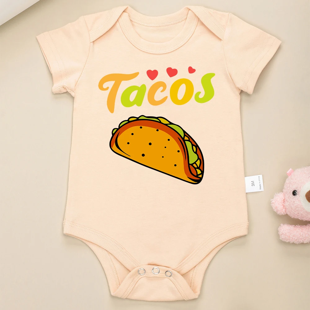 American Style Tacos Baby Boy and Girl Clothes Bodysuit Short Sleeve Summer Breathable Infant Onesie Cotton Cheap Hot Sale