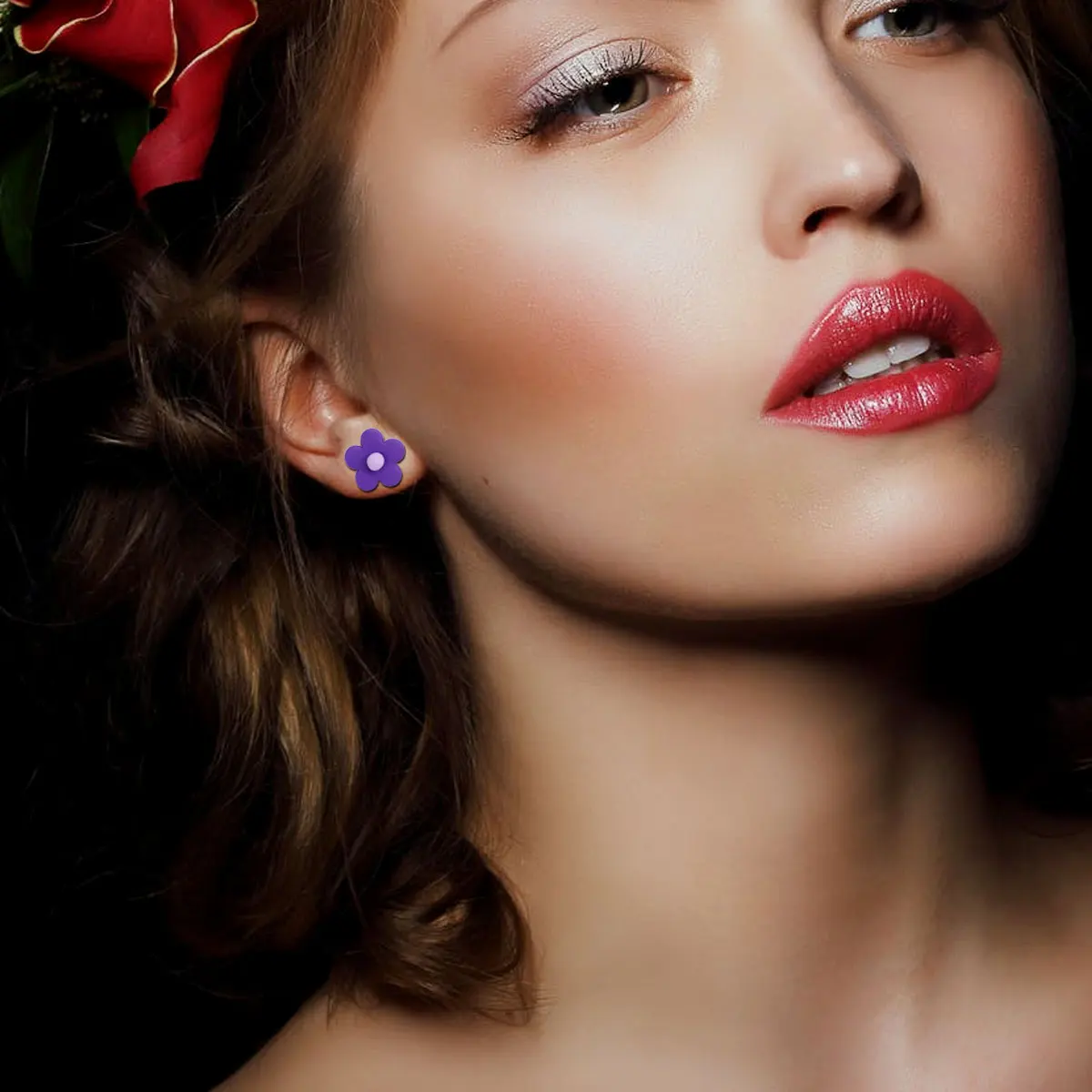 

Soft Ceramic Flower Stud Earrings Colorful Polymer Clay Jewelry Ear Studs Lightweight Durable Safe Matching Clothes Woman Travel