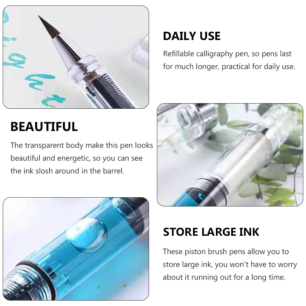 2 Pcs Hand Lettering Brush Pens Signature Painting Pen-Type New Writing Piston Student Sketch Drawing Scrapbooks
