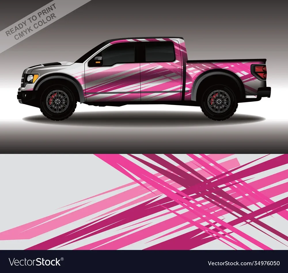 Pink Pickup Car Graphic Decal Full Body Racing Vinyl Wrap Car Full Wrap Sticker Decorative Car Decal Length 400cm Width 100cm