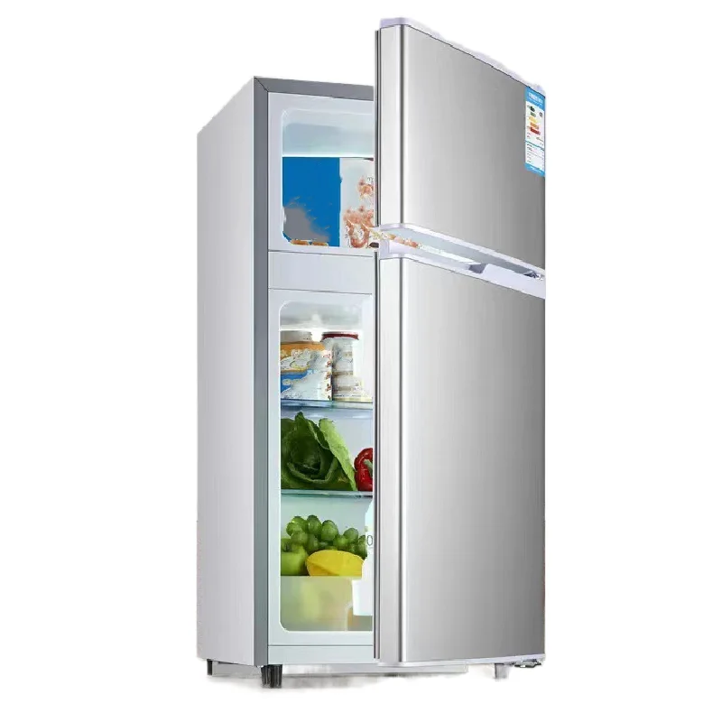 Frigo a doppia porta di alta qualità per la casa dal design compatto in acciaio inossidabile con congelamenti superiori e inferiori
