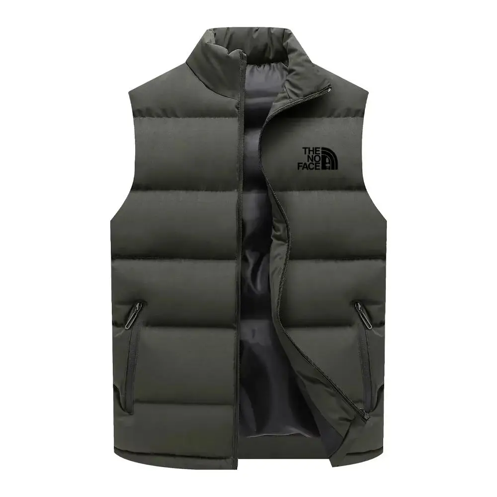 2023 Men\'s Tank Top Sleeveless Warm Winter Jacket Waterproof Zipper Coat Autumn Collar Standing Tank Top Casual North