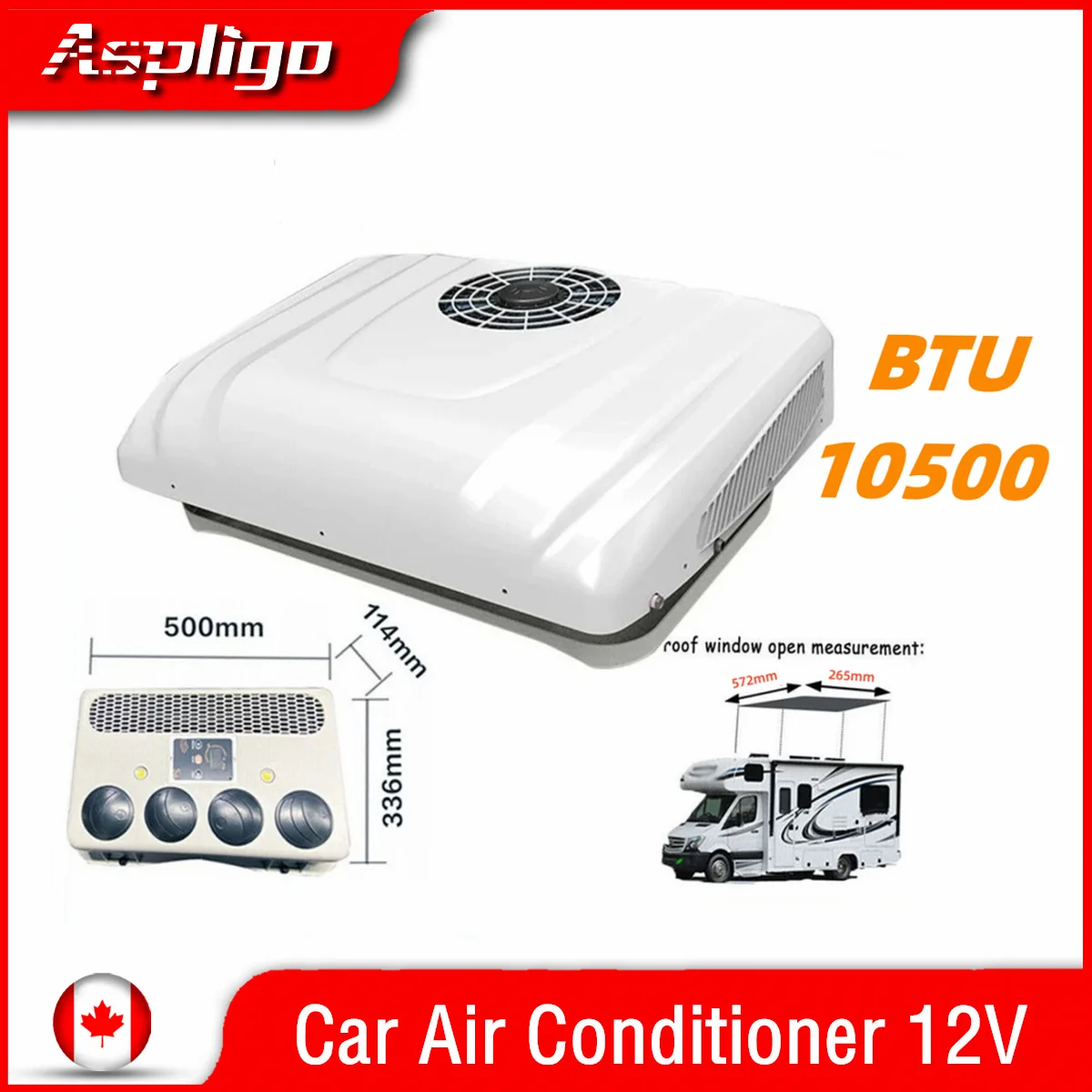 

Aspligo 10500BTU RV Rooftop Motorhome Electric Air Conditioner Cool 12V Car Ceiling Parking ac 24v for Truck Camper Van Caravan