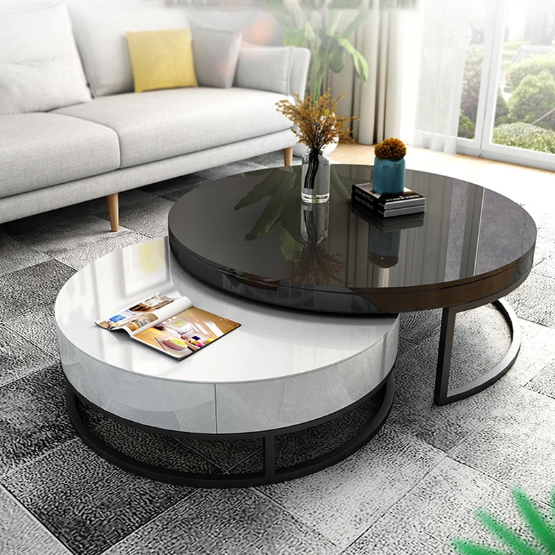 

Design Nordic Coffee Table Hardcover Organizer Magazine Unique Coffee Table Living Room Round Tavolino Da Salotto Furniture