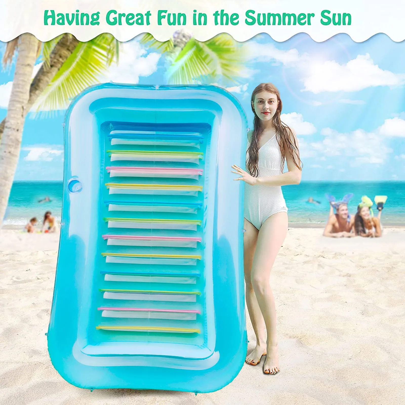 Inflatable Float Chair Pool Parties Float Sofa Float Bed Beach Party Air Mat Pool Rafts Swim Float Row Swimming Water Hammock