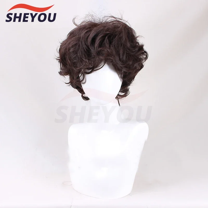 High Quality Frodo Baggins Cosplay Wig Short Brown Curl Heat Resistant Synthetic Hair Halloween Wigs Wig Cap