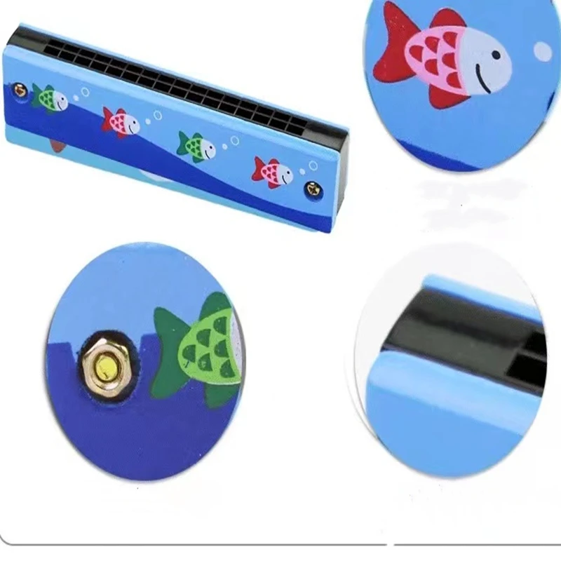 6PCS Wooden 16-Hole Harmonica Music Toy Children\'s Birthday Party Favors Wedding Guest Gifts Pinata Filling Gifts For The Kids