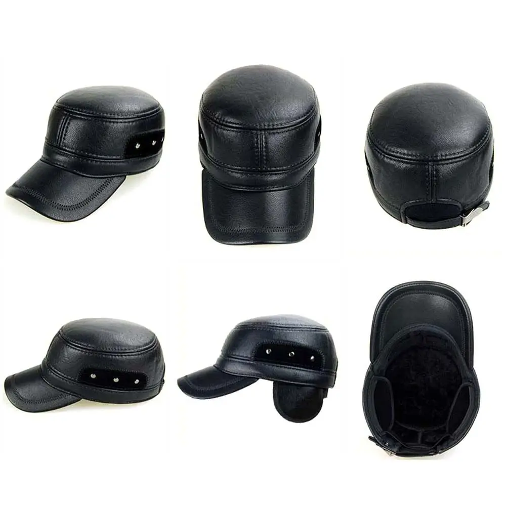 

Hiking Thick Fleece Ear Protection Windproof Cap Cycling Thick Baseball Hat Flat Ear Muffs Winter Baseball Cap Men Winter Hat
