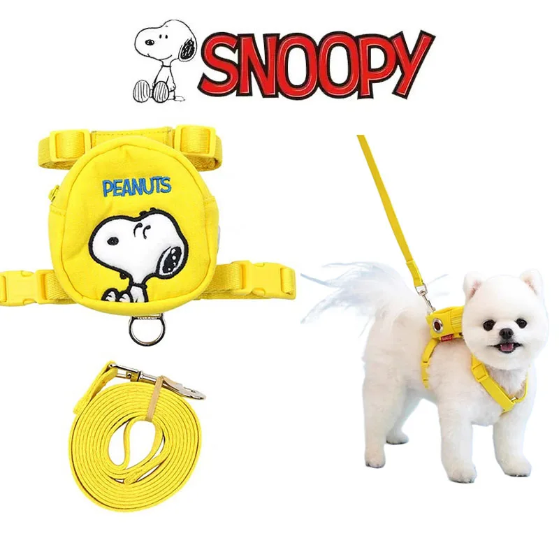 

Korean Version of Cartoon Snoopy Pet Dog Backpack Hand Leash for Walking The Dog Small Backpack Anti-lost Traction Rope