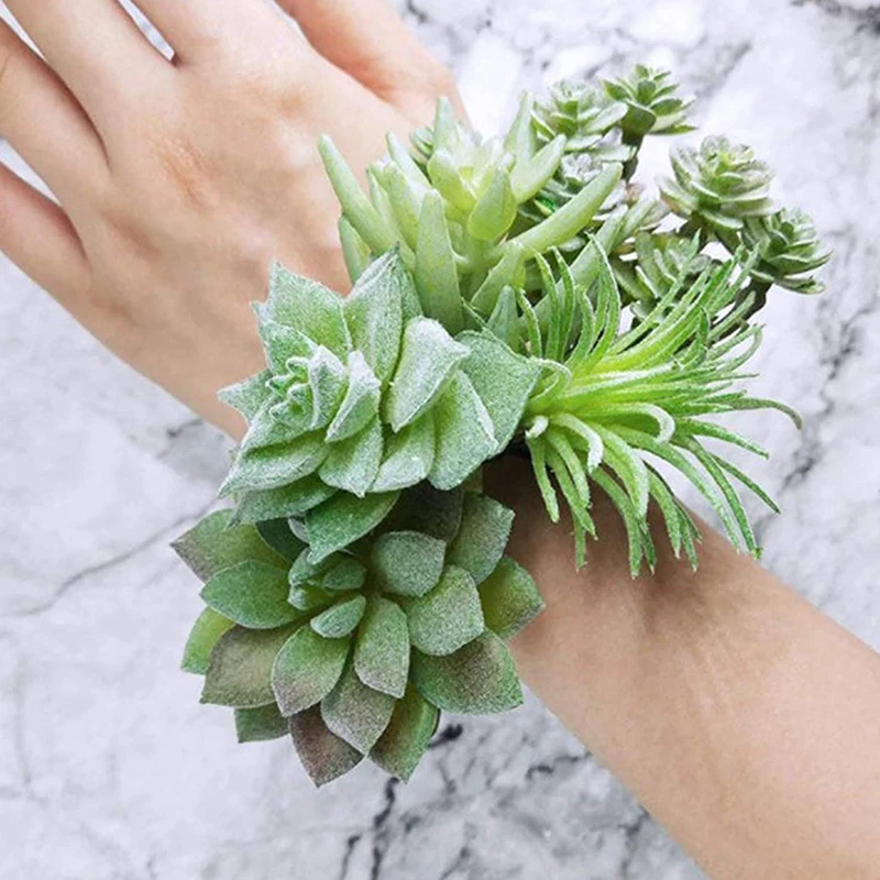 Pack of 11 Artificial Succulents, Artificial Flocked Plants, Plastic Succulent Unpotted Artificial Juicy Flocking Plant for Home