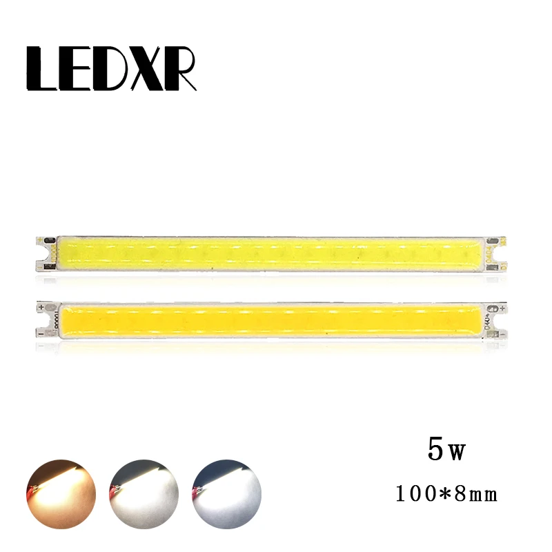 2pcs  COB integrated light boards 12V 5W LED 100x8mm light strip warm white light natural white light workbench light source