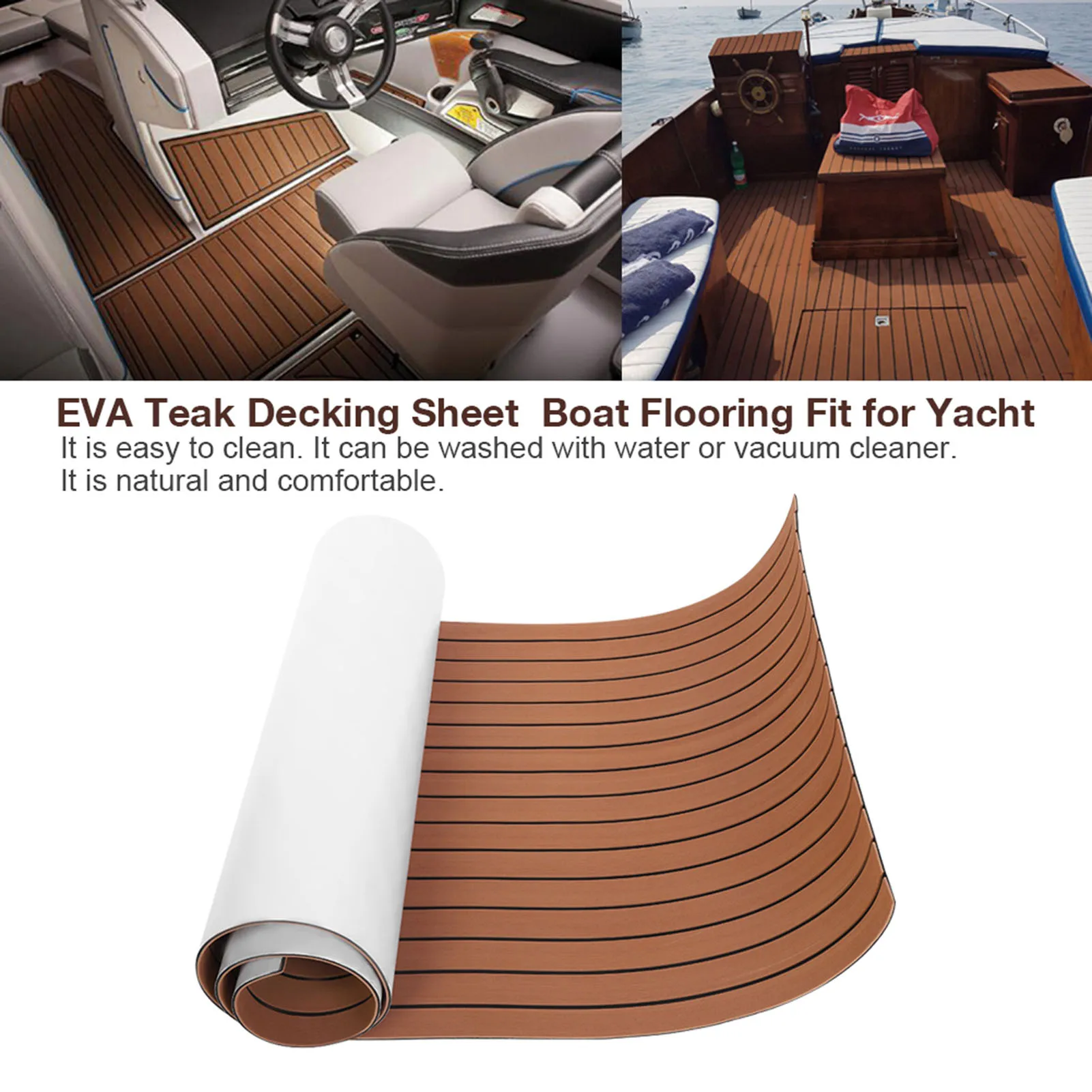 EVA Teak Decking Sheet Boat Flooring Fit for Yacht Dark Brown Teak Boat Flooring EVA Teak Decking Sheet Boat Flooring