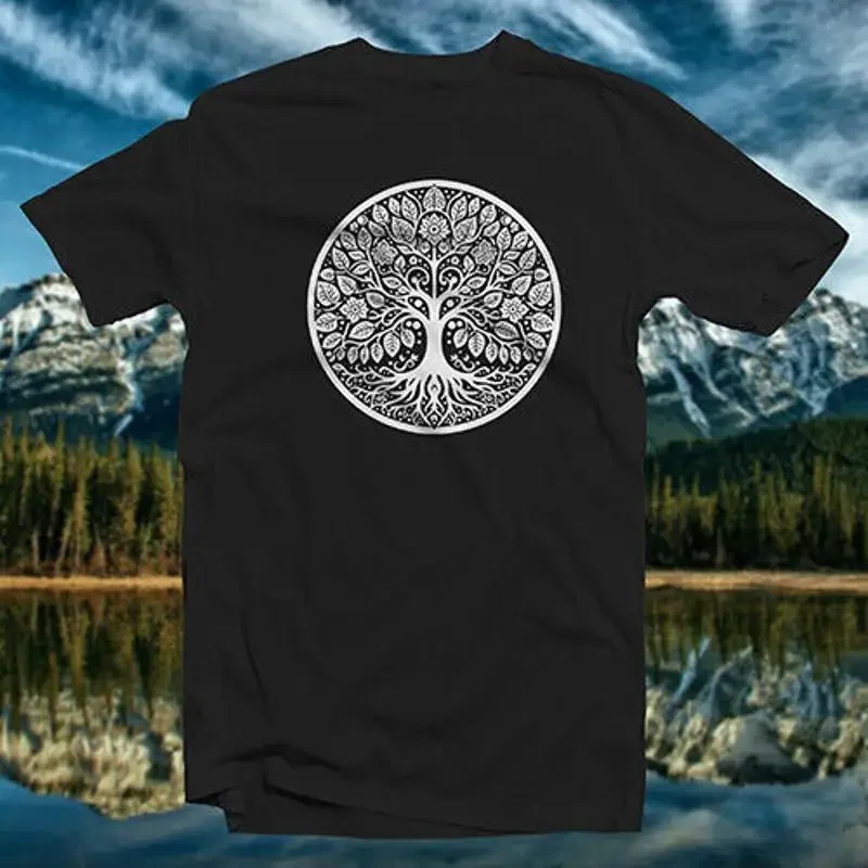 World Tree Cotton T Shirt Norse Knowledge Mythology Pagan Oracle Folklore