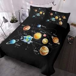 Galaxy Planet Bedding Sets Cosmic Space Duvet Cover Set for All-Season 3 Piece Astronomical Theme Bed Set for Teens