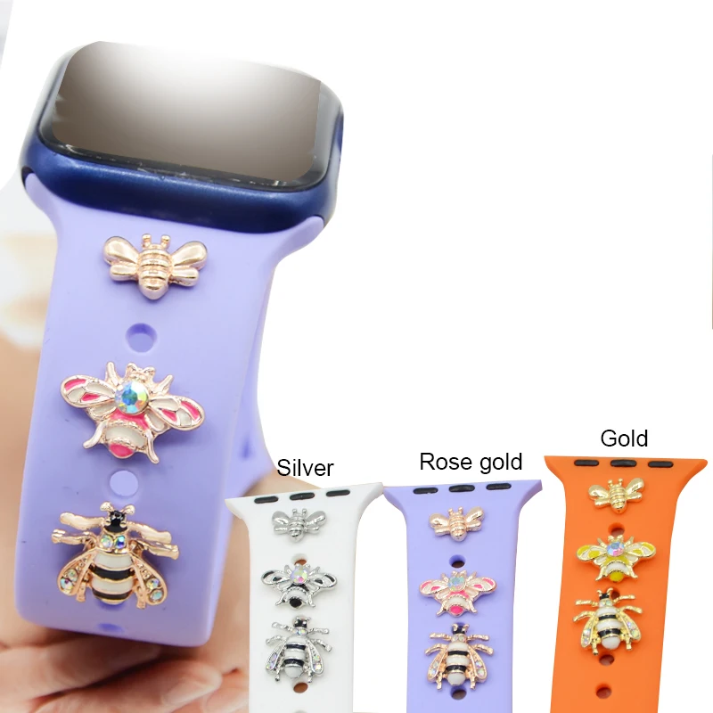 Charms For Apple Watch Ultra SE Band Rhinestone Bee Decorate Apple Watch Series 9-1 38m 40mm 41mm 42mm 44mm Apple Watch Strap