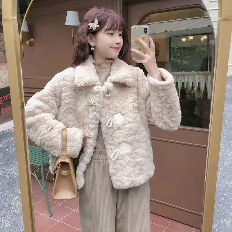 Fur Coat Women's New Thick Winter Coat Imitation Lamb Plush Coat With Gentle Department Warm Outside To Wear Foreign Students