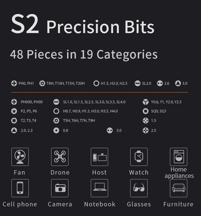 51-teiliges Präzisions-Schraubendreher-Set, Metallgehäuse, 0,25–0,35 N·m, 48 S2-Bits, 350 mAh wiederaufladbar, für die Reparatur von Elektronikgeräten und für Heimwerkerprojekte. – Detail 1
