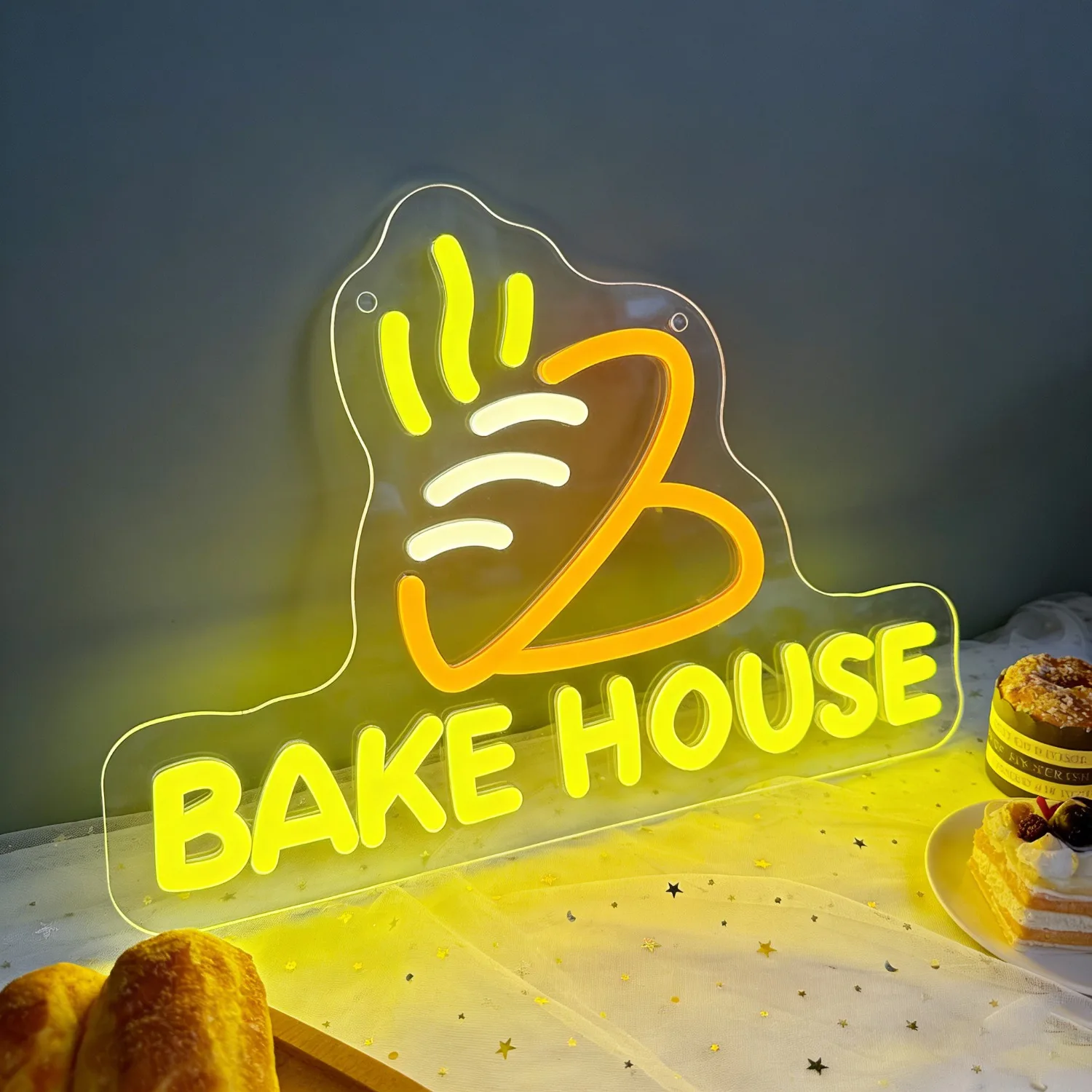 

Неоновая вывеска BAKE HOUSE в форме хлеба, светодиодная, для пекарни, кафе, ресторана, витрины, декора дома и кухни, создающая теплую романтическую атмосферу
