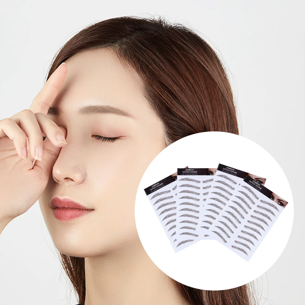 

4Pcs False Eyebrows Stickers 6d Hair-Like Waterproof Eyebrow Stickers Reusable Tool for Female