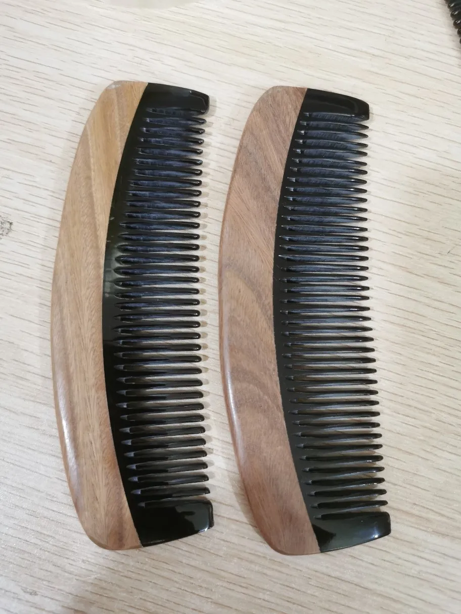 Horn and Moon Comb for Home Decor, Antistatic Crafts, Wood Splicing, Scraping, 15cm