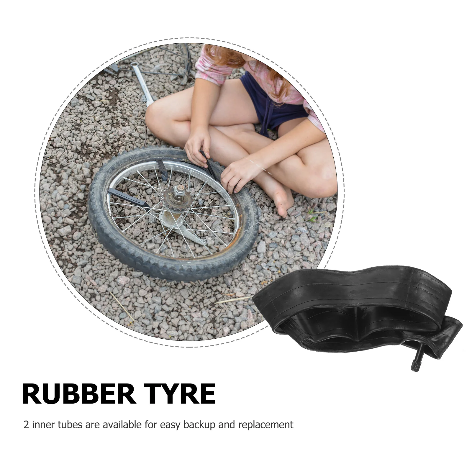 

2Pcs 14 Inch Bike Inner Tube for Replacement Professional Cycling Tube Shock-Absorption Wear-Resistant Rubber Material