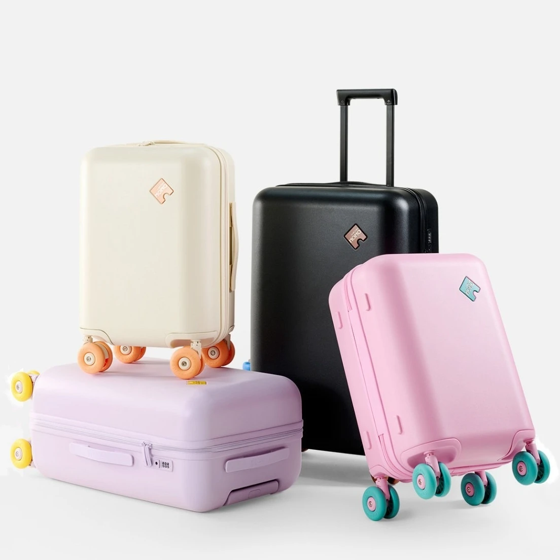 Koffer für Damen Leichtes PC-Material Hartschalen-Rollkoffer Mädchen Reise-TSA-Schloss Bunte Spinner-Räder 20/24/26 Zoll