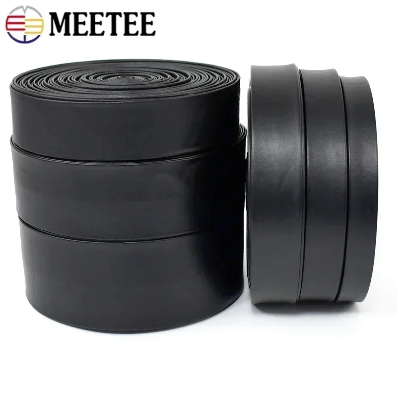 5M Meetee 3-50mm Black PU Soft Leather Ribbon Band Bag Strap Belt Cords Necklace Jewelry Decor Webbing Rope DIY Sewing Material