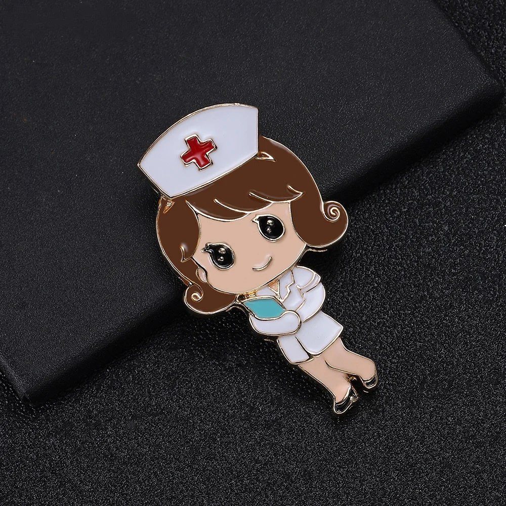 DCARZZ Cute Cartoon Medical Staff Human Shape Brooch Pin Medicine Enamel Pins for Doctor Nurse Lapel Badge Jewelry Accessories