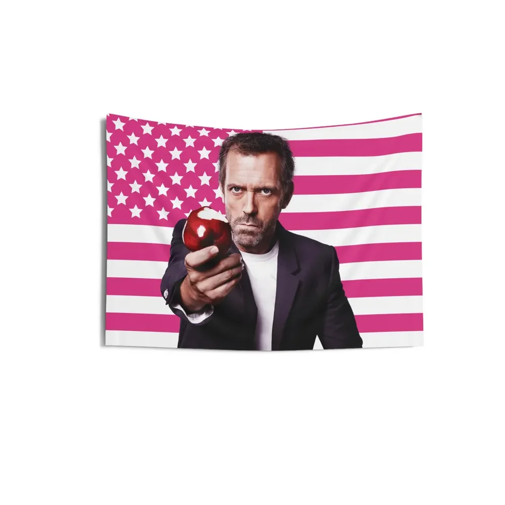 

Dr house Indoor Wall Tapestry House MD Pink Flag Wall Tapestry Home Decor Tapestry Wall Hanging Room Decoration