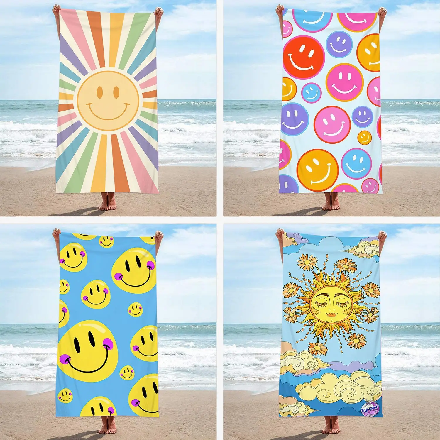 

Smile Face Quick-Dry Bath Towel Beach Towel Towels Bathroom Towel Poncho Adults Swimming Towel Yoga Sports Towl Blanket