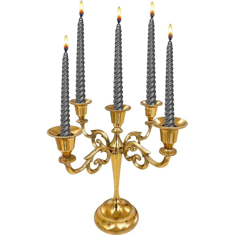 3/5 Arm Matal Candelabra 10 Inch Tall Gold Tapered Candle Holders Elegant Candle Stands for Home Decor Wedding Christmas Party