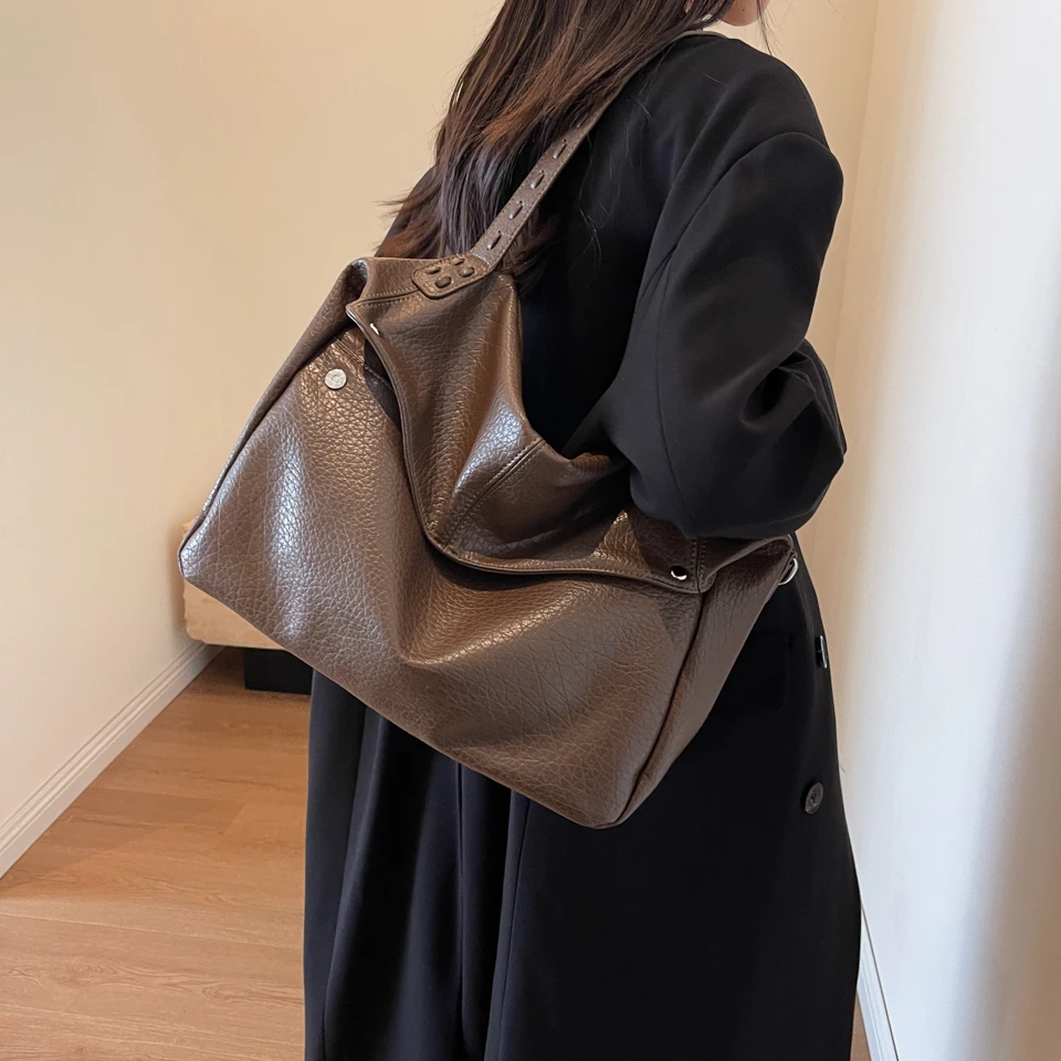 Big Soft Leather Bag Female New Tide Korean Version Of Everything Simple Large Capacity Tote Single Shoulder Handbag