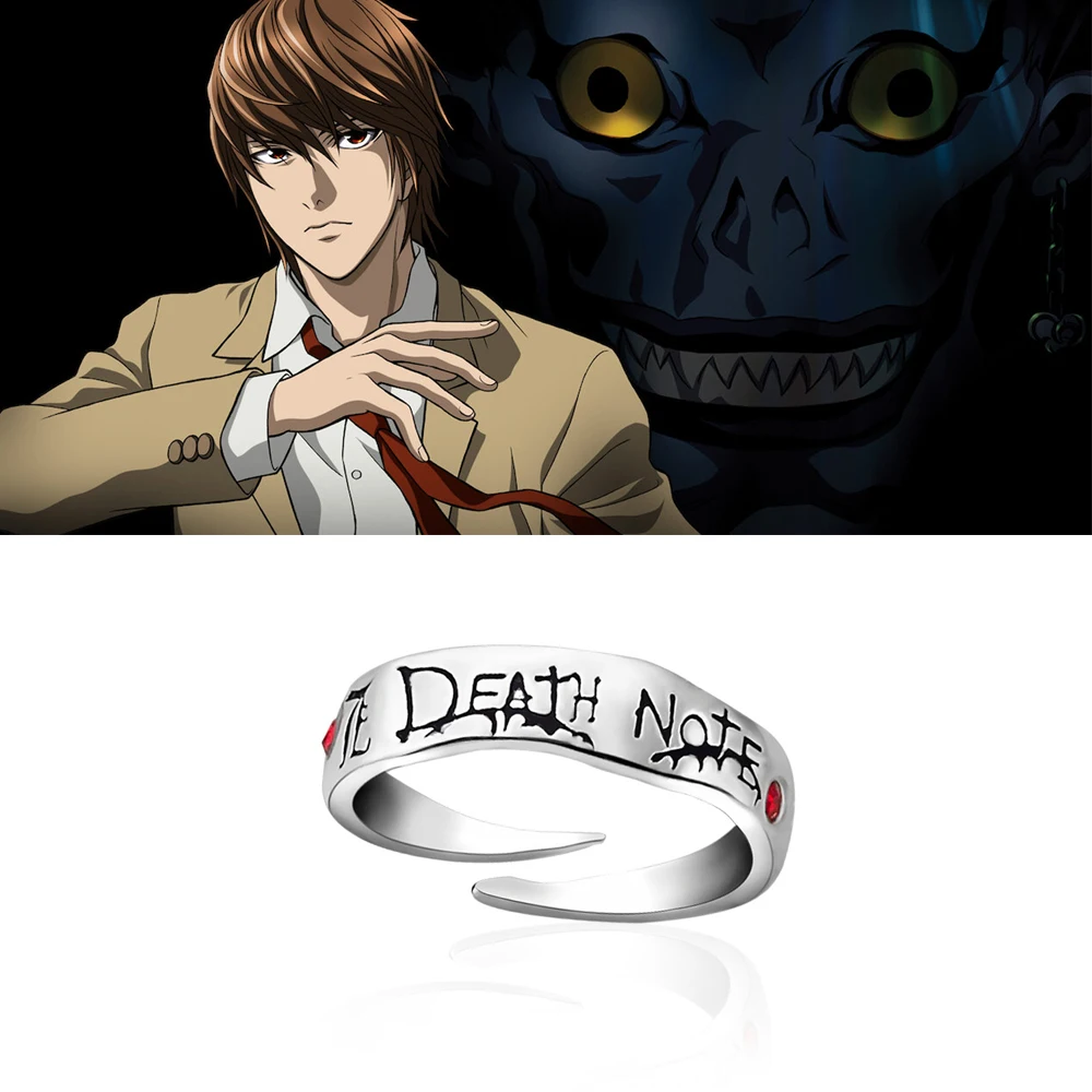 Anime Death Note Adjustable Rings for Men Women Yagami Light Cosplay Metal Ring Party Jewelry Gift