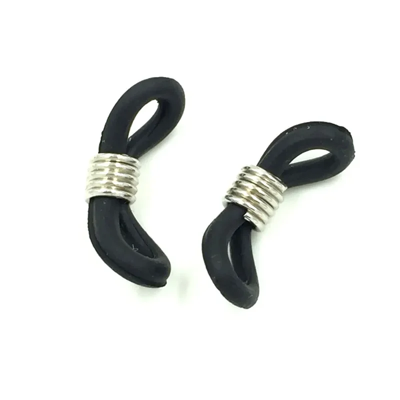 500Pcs Connectors Black Rubber For Glasses Holder Necklace Chain Jewely DIY Finding 18x7mm