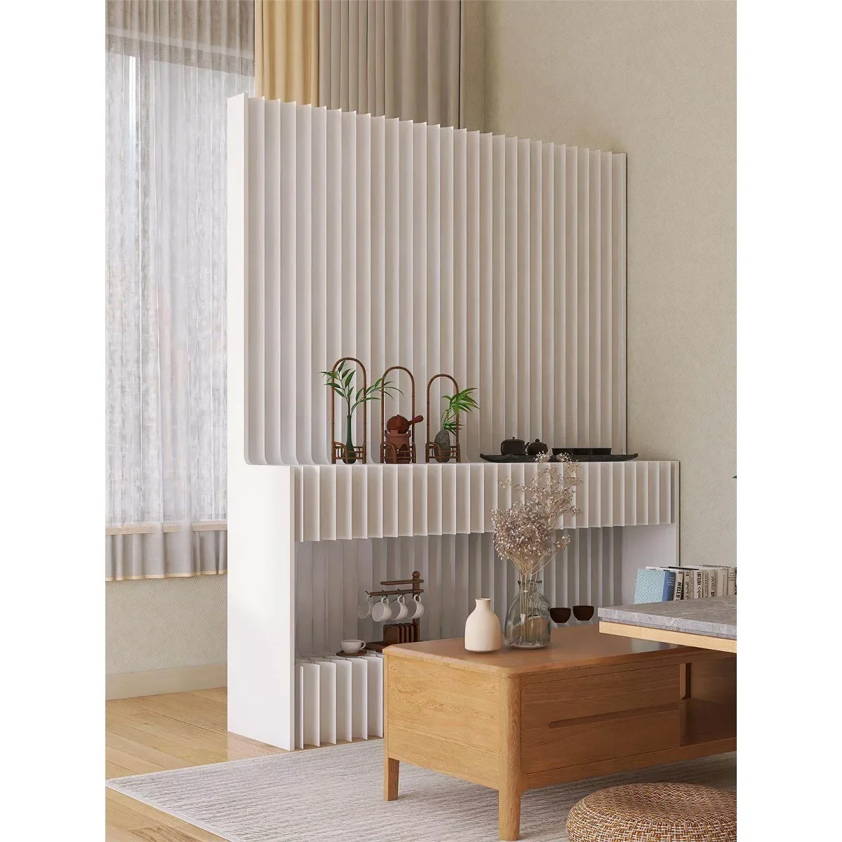 Screen storage partition organ folding screen kraft paper bedroom partition baffle