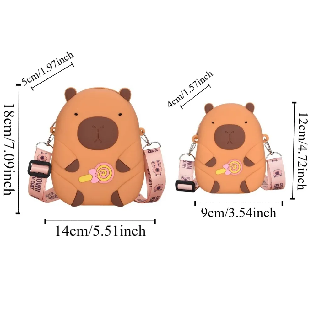 Moda dos desenhos animados capivara moeda bolsa portátil mini silicone bolsa de ombro bonito carteira pequeno item saco meninas