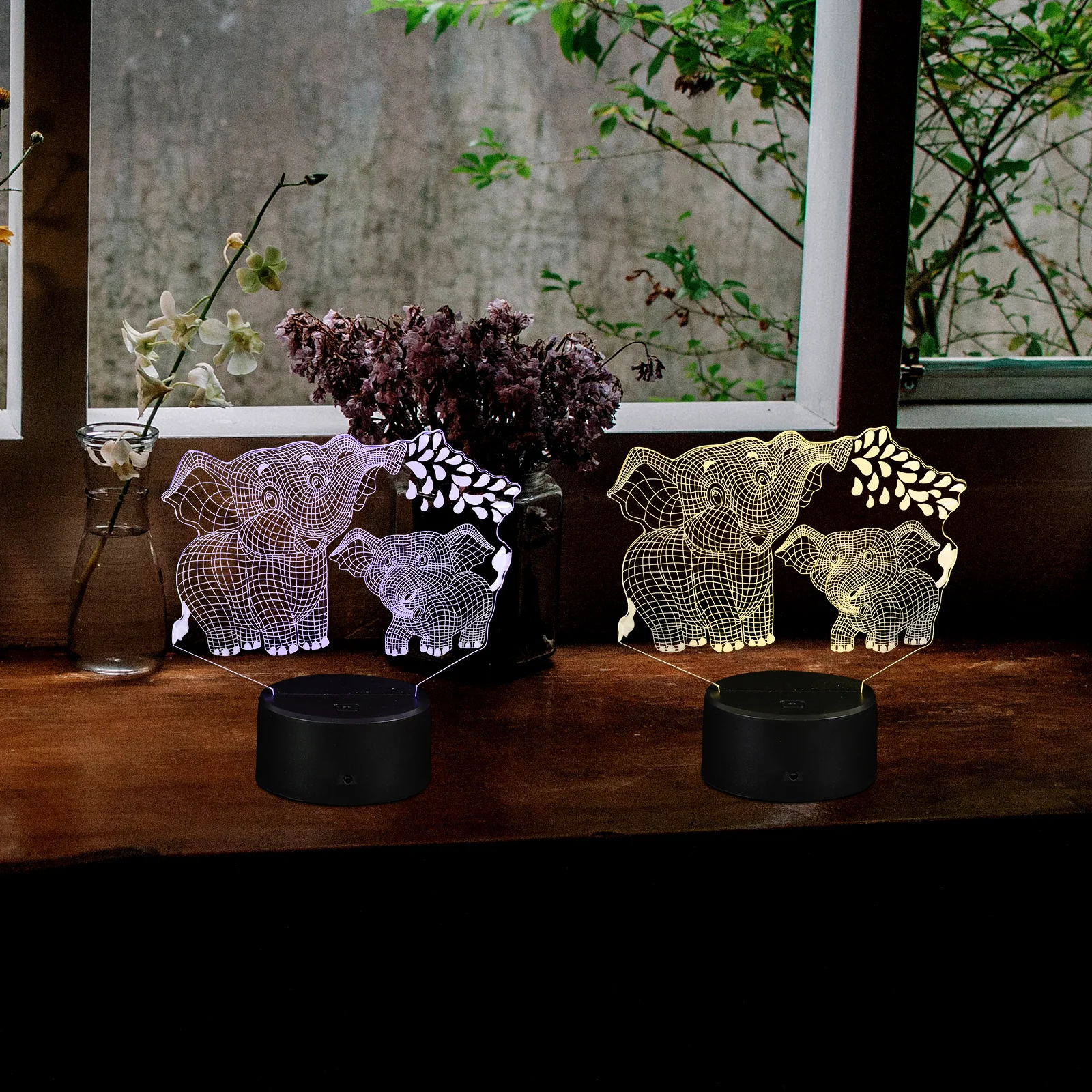 

1Pcs Elephant 3D LED Desktop Night Light Atmosphere Lamp Colorful Bedroom Decoration Night Light
